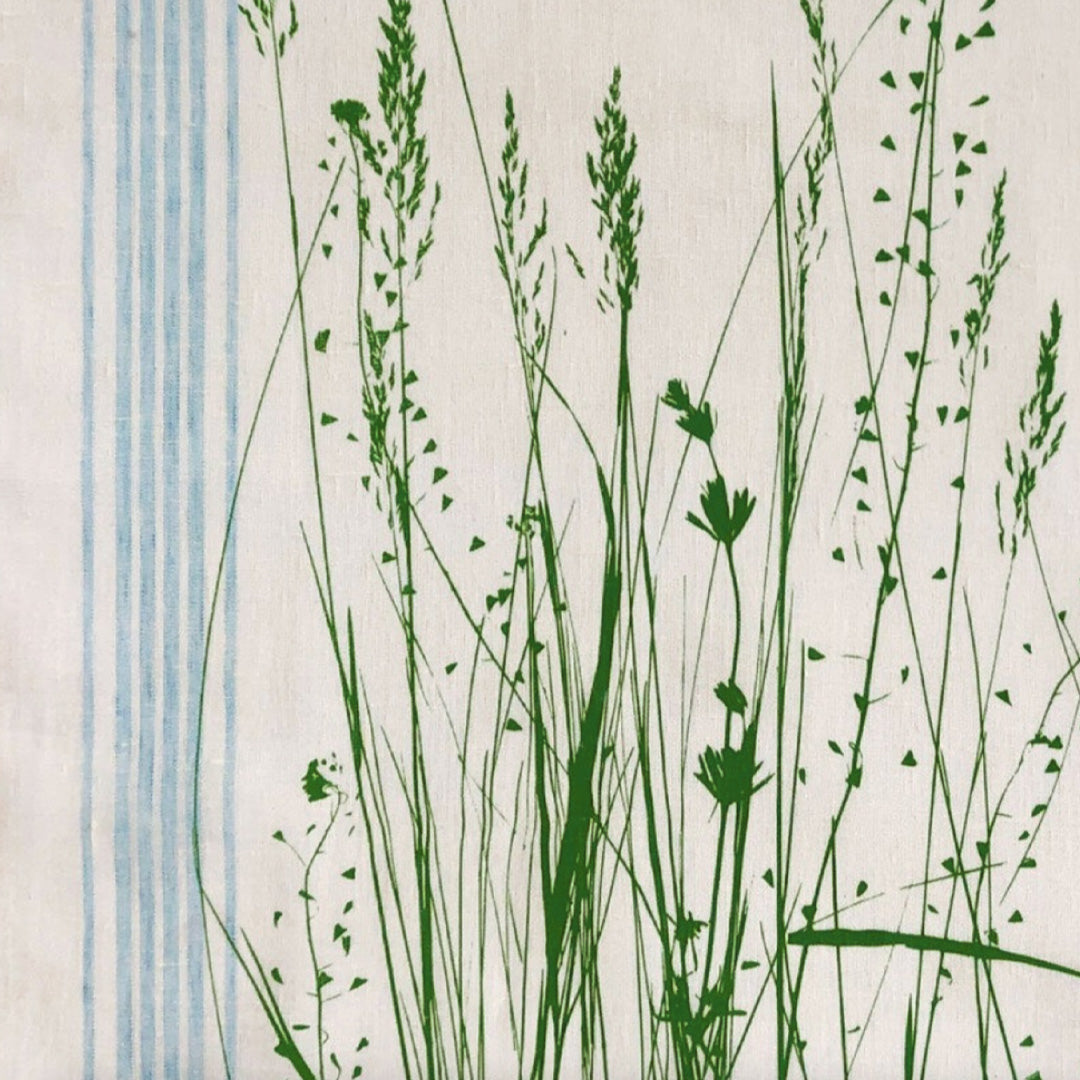 Weißes Leinen-Geschirrtuch / Hirtentäschel / Siebdruck