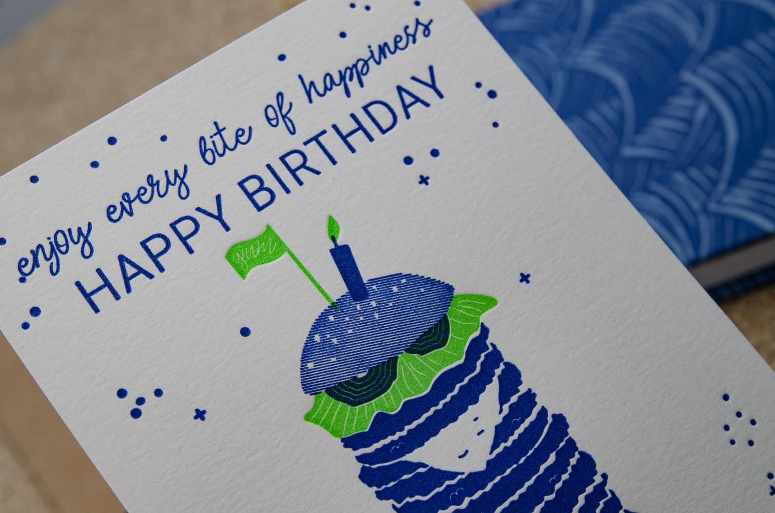 Enjoy every bite of happiness / Hamburger / Letterpress A6