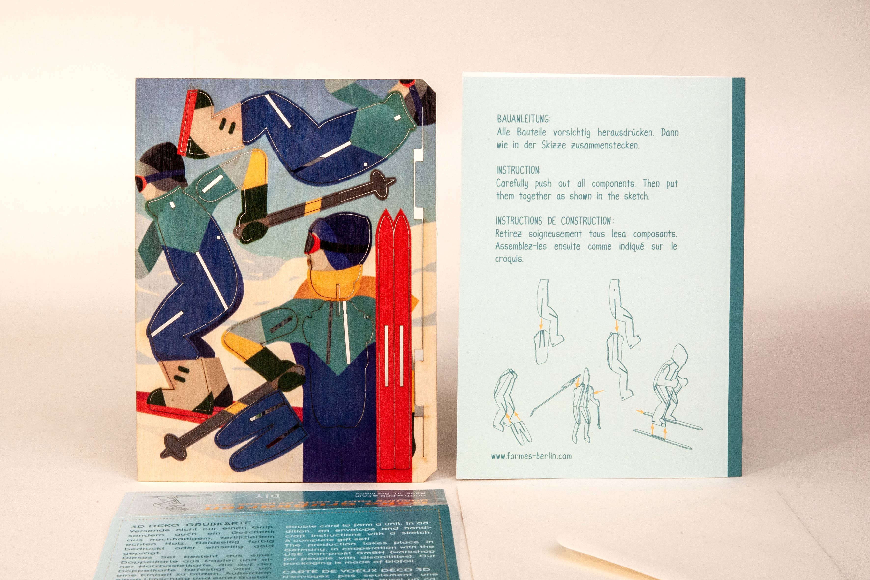 Skiläufer*in – 3D Deko Grußkarte