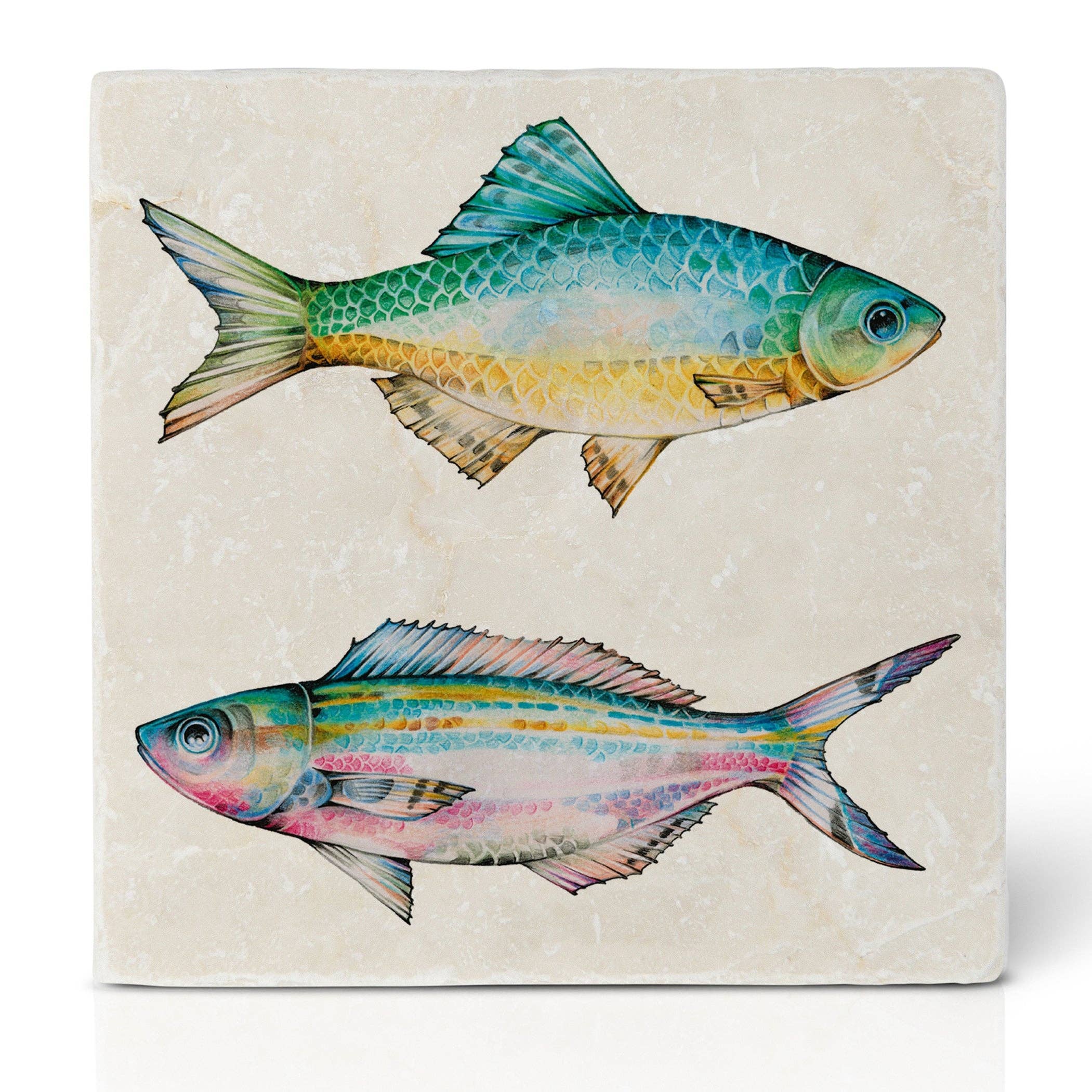 Fliesenuntersetzer – Fischduo Azur 