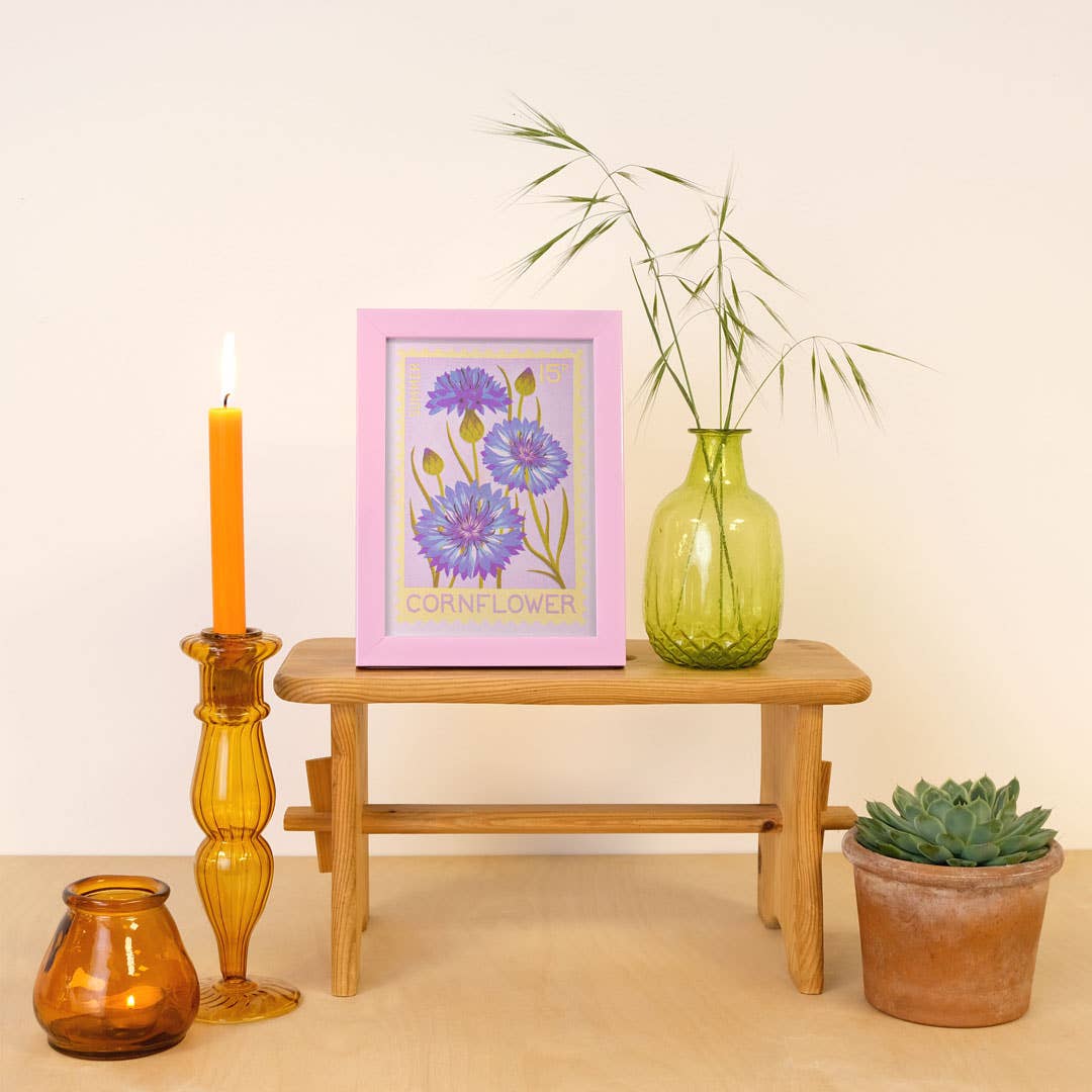 Riso Art print / A5 / Kornblume / Briefmarke