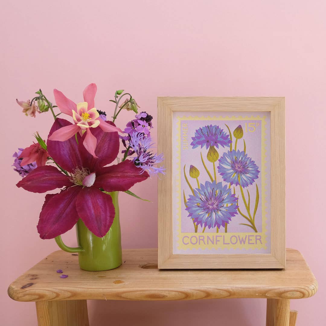 Riso Art print / A5 / Kornblume / Briefmarke