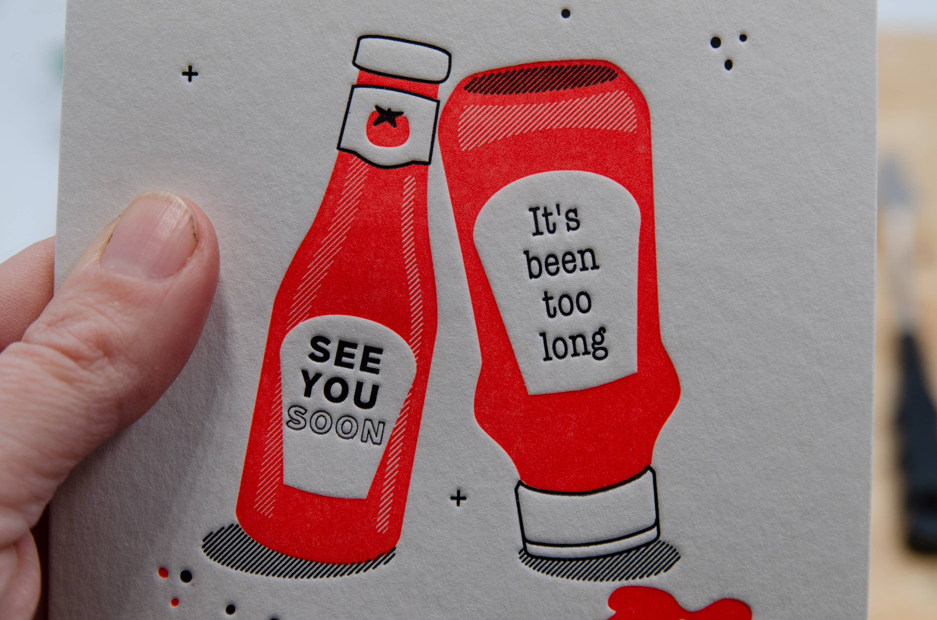 Geburtstag / Ketchup / Letterpress Klappkarte mit Umschlag - Togethery