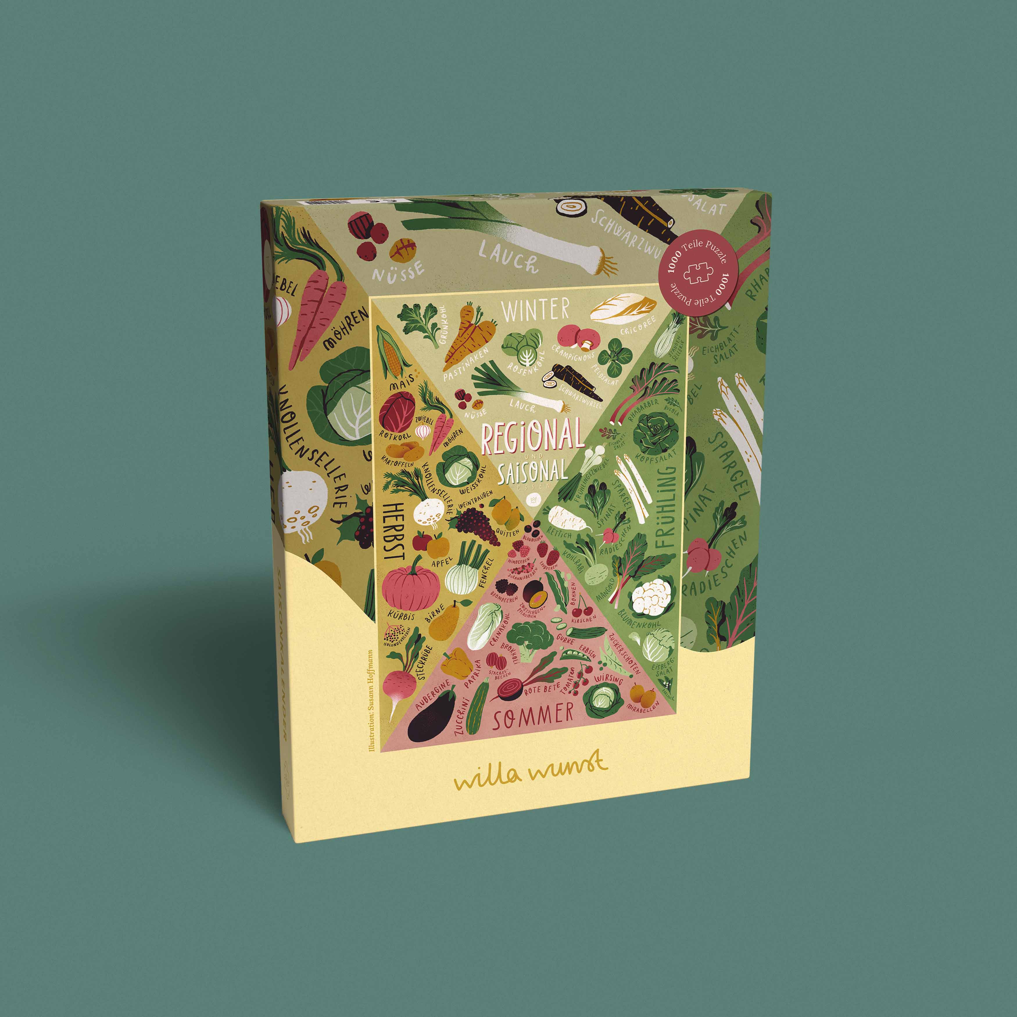 Saisonkalender Puzzle / 1000 Teile / Obst & Gemüse im Jahresverlauf / illustriert von Susann Hoffmann