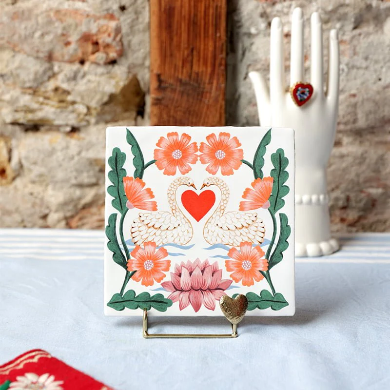 Keramikfliese / FÜR IMMER ZUSAMMEN Schwan