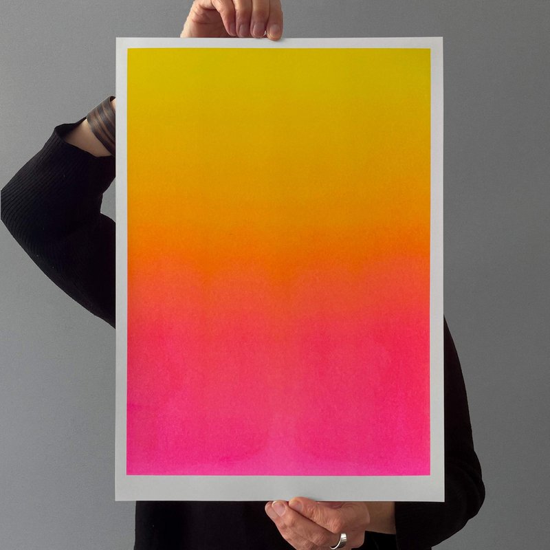 Riso Art Print / A3 / Verlauf von Gelb zu Pink / Risographie
