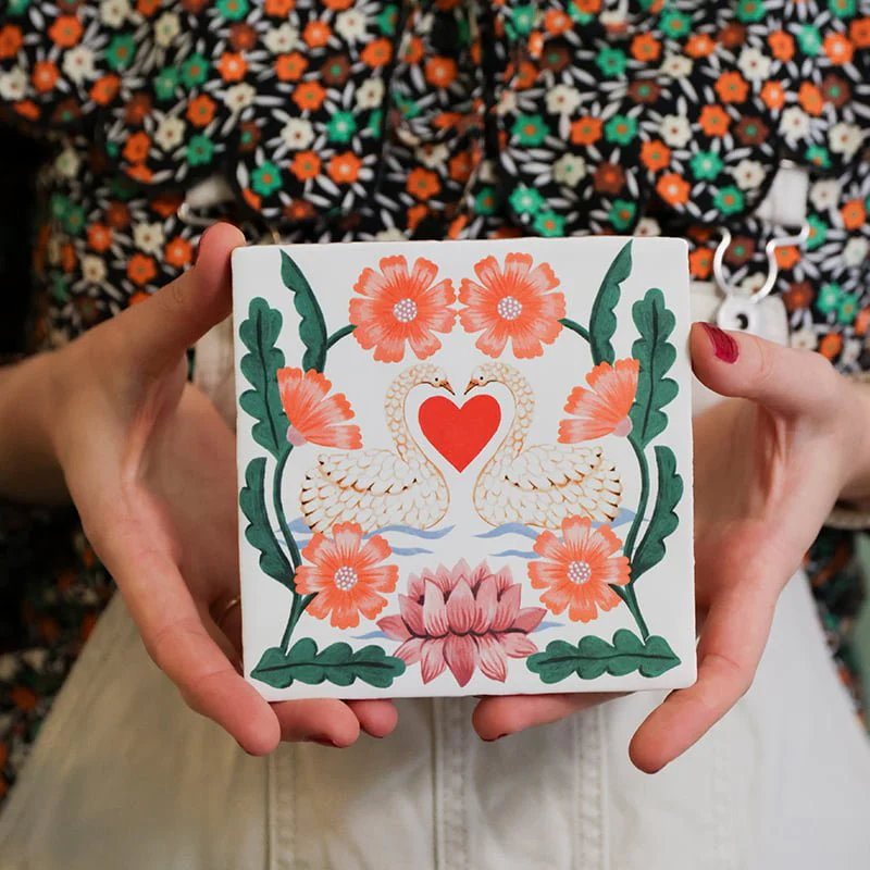 Keramikfliese / FÜR IMMER ZUSAMMEN Schwan