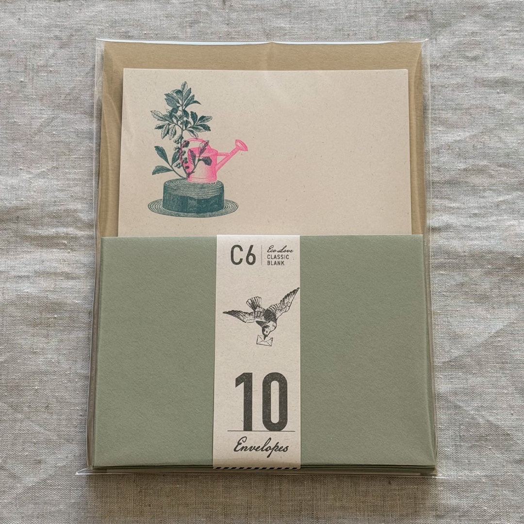 Briefpapier-Set / Hut mit Gießkanne / A5