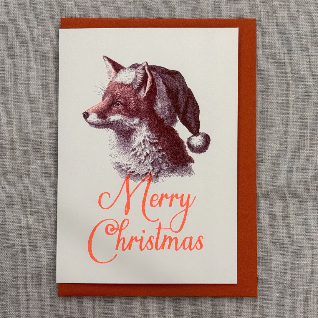 Klappkarte / Fuchs / Merry Christmas / Risodruck