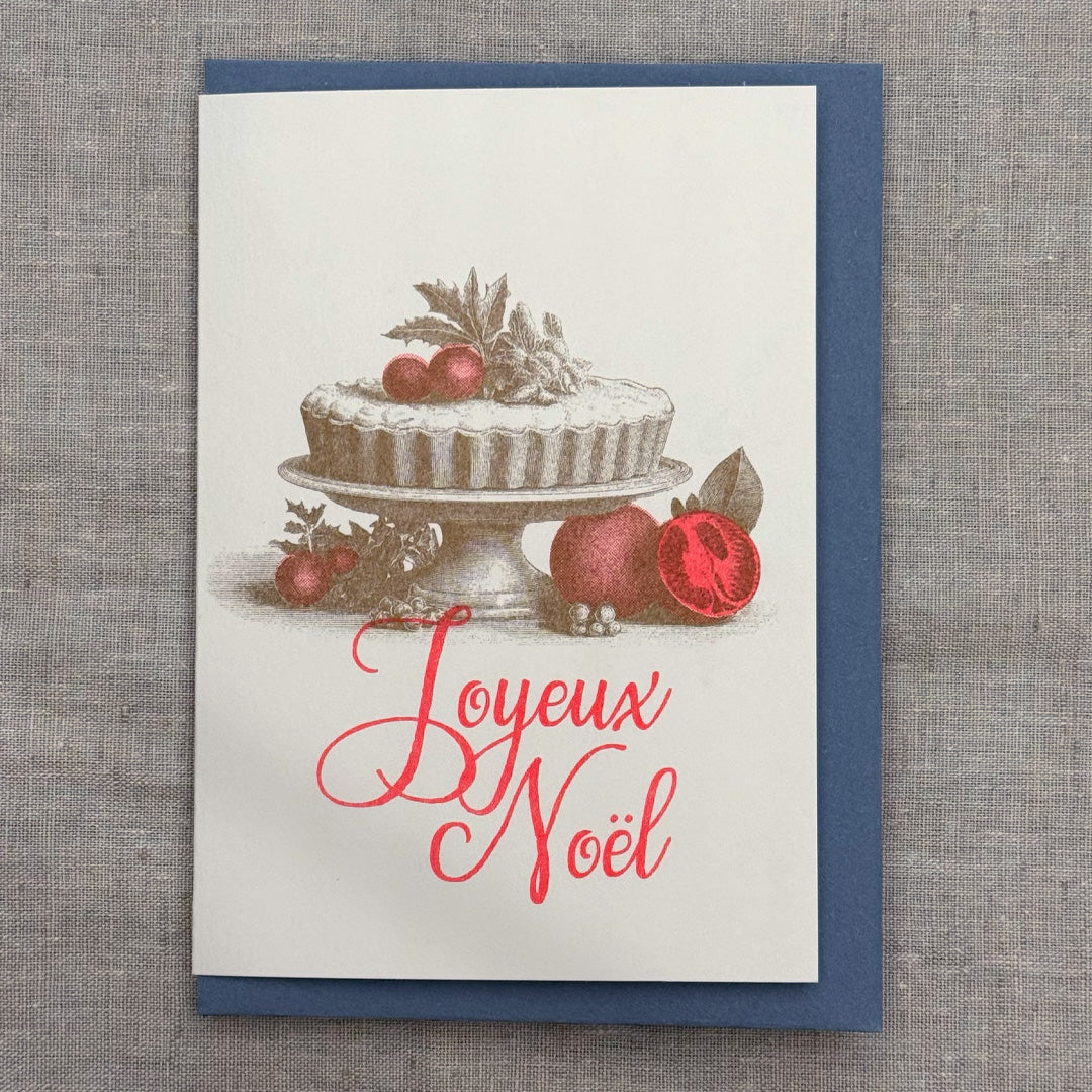 Klappkarte / Weihnachtskuchen / Joyeux Noel / Vintage-Stil