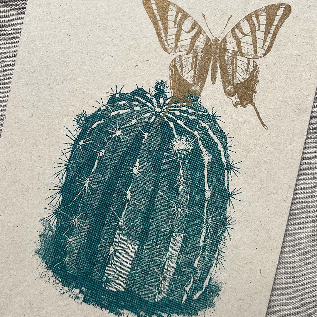 Postkarte / Kaktus mit Schmetterling / Ökopapier - Togethery