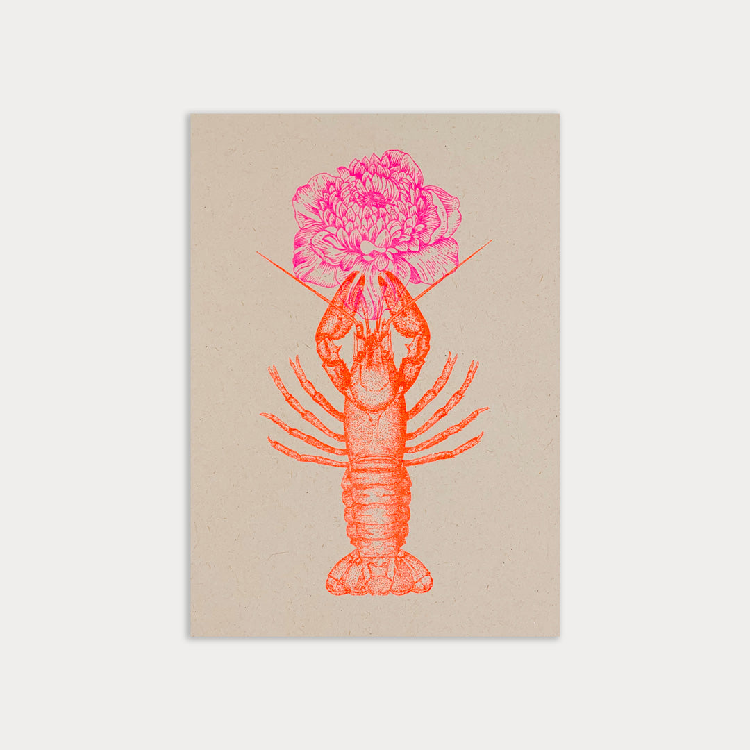 Postkarte / Hummer mit Blume - Togethery