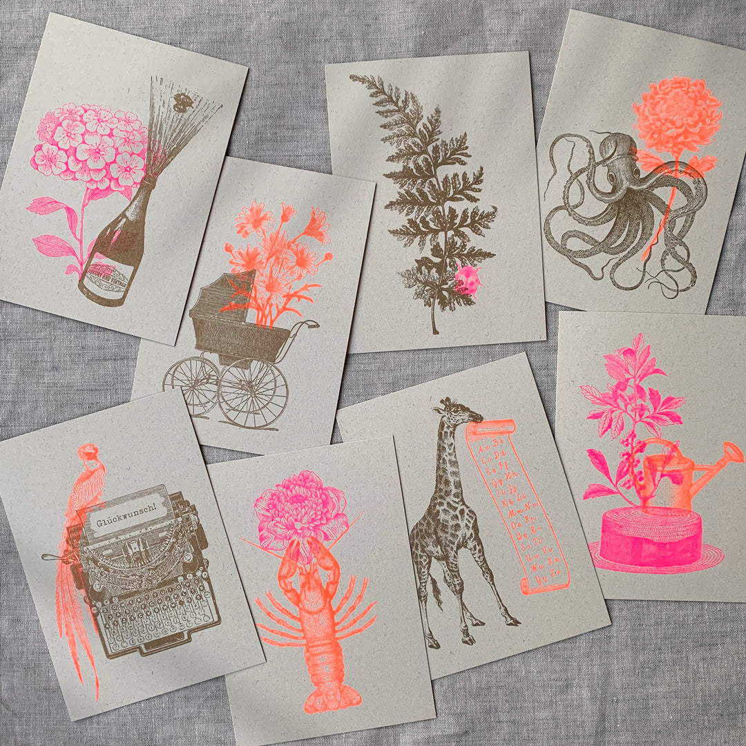 Postkarte / Oktopus mit Blume - Togethery